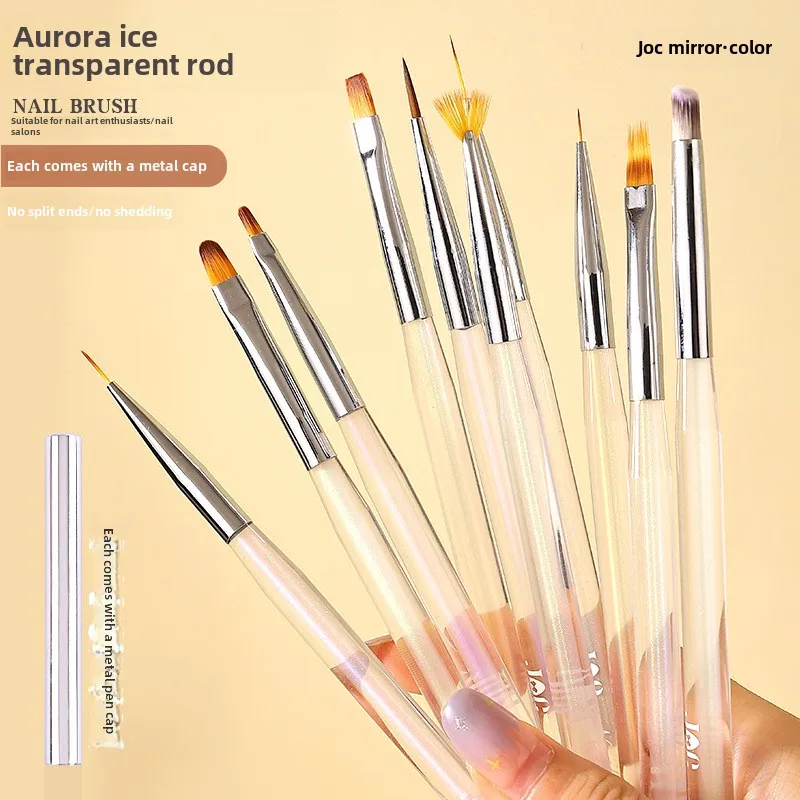 Professional Crystal Handle Nail Liner Brushes Set Private Label Nail Art Fine Drawing Brush Kolinsky Brush for Acrylic Nails