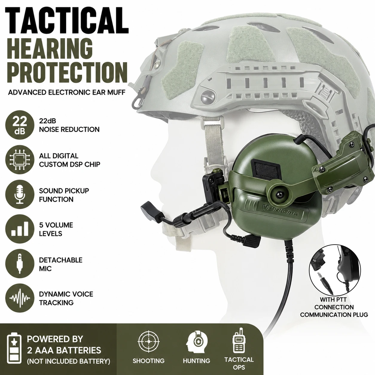 Active Helmet Mounted Earmuffs For Shooting Electronic Hearing Protection Ear Protect Noise Reduction Active Hunting Headphone