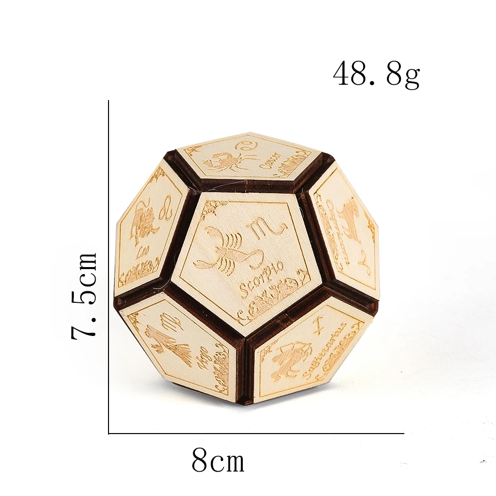 Wooden Astrological Dice Constellation Divination D12 Dice Figurines Miniatures Decor Board Game Party Supplies Witch Tarot Prop