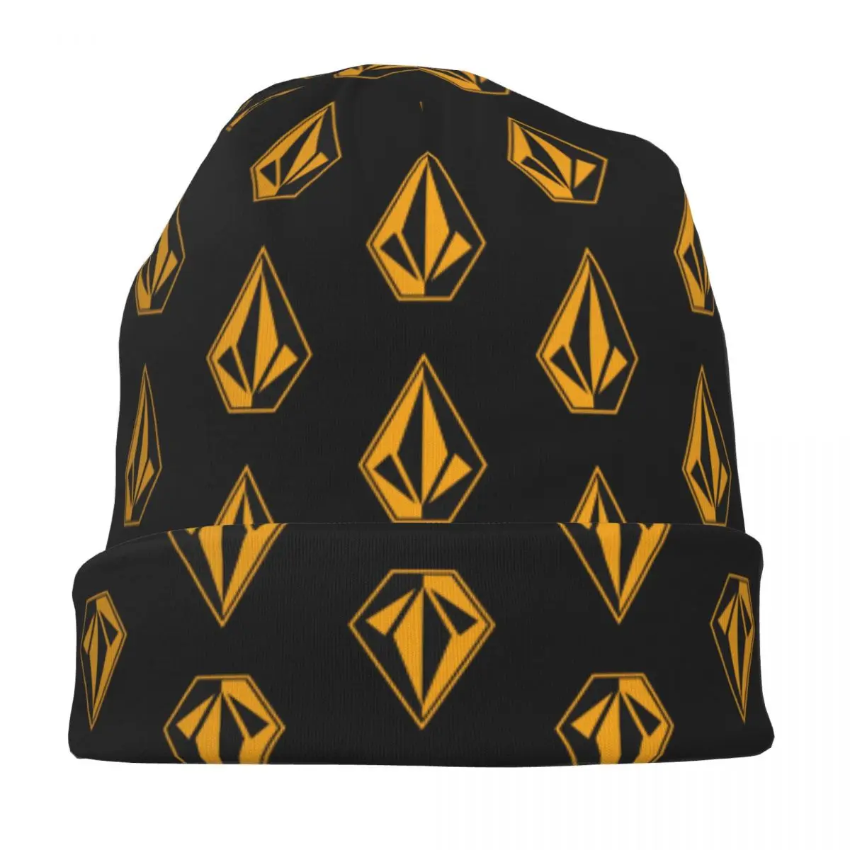 Volcoms Yellow Shine Diamond Bonnet Hat Autumn Winter Outdoor Skullies Beanies Hats for Men Women Warm Multifunction Cap