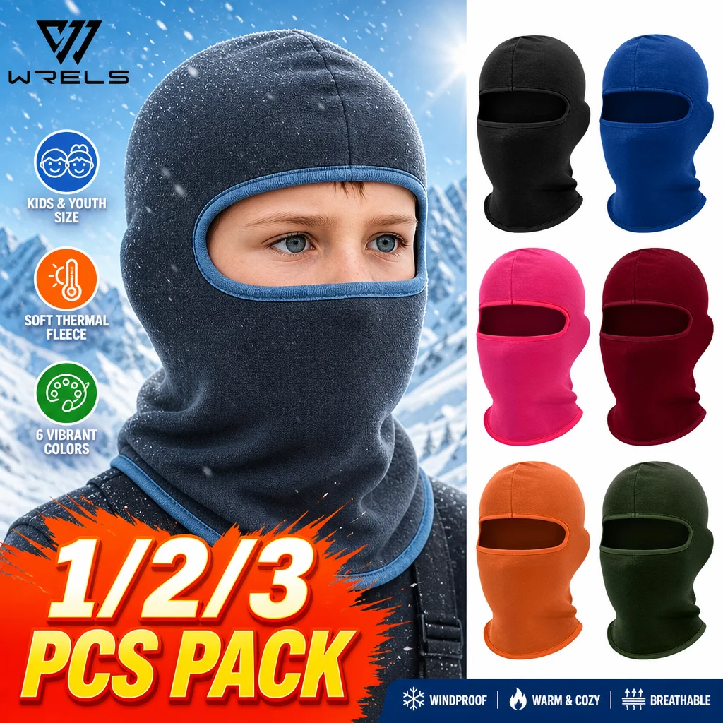 Kids Winter Balaclava Ski Mask Thermal Fleece Face Mask Windproof Neck Gaiter Helmet Liner Warm Hood Boys Girls Snow Cap