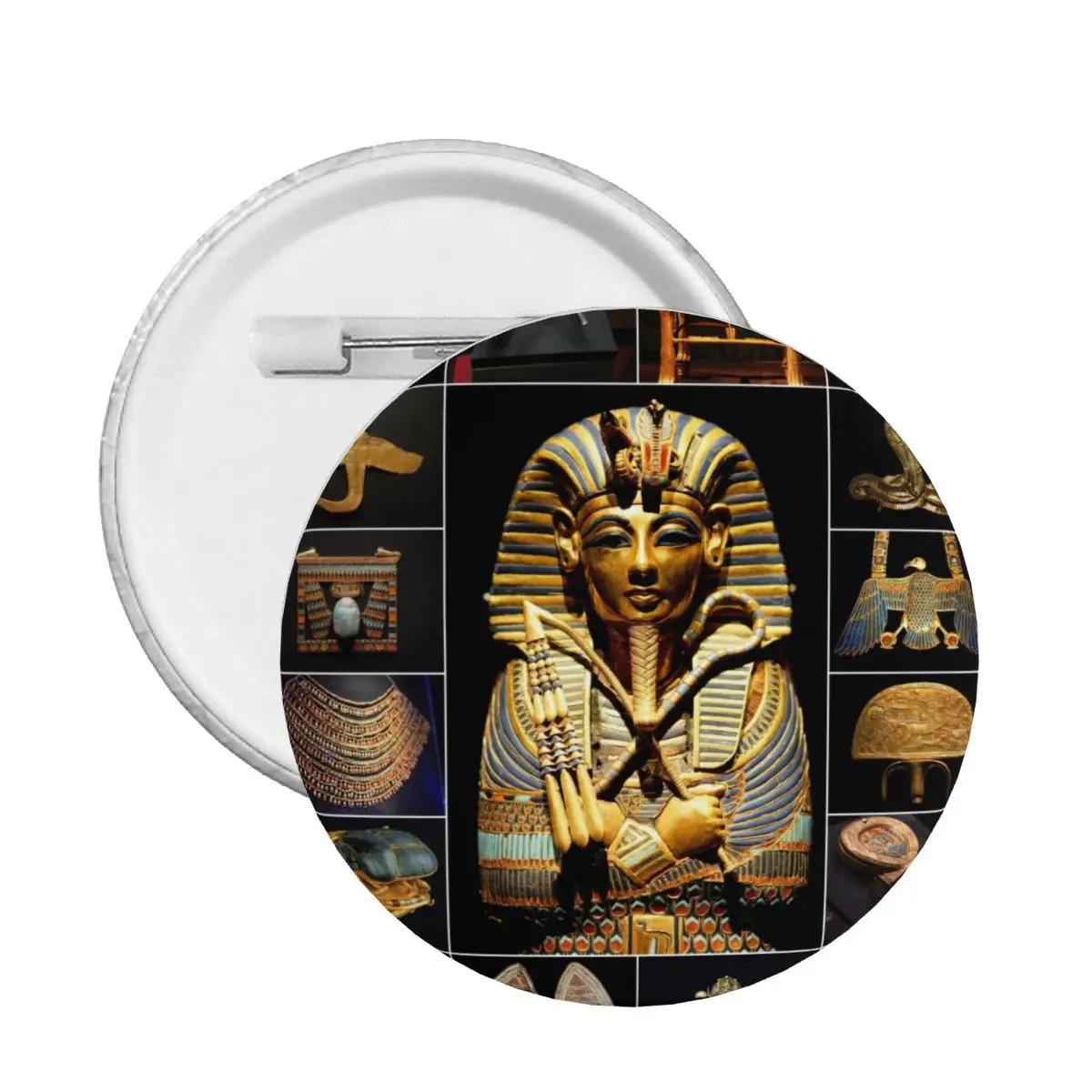 Egypt Ancient King Tutankhamun Hieroglyphics Pin Back Buttons for Hats Customizable Egyptian Pharaoh Badges Brooch Pinback