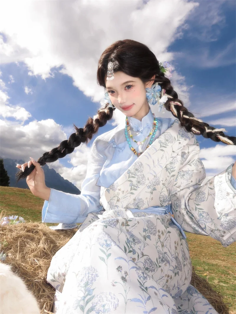 

Fre Ethnic Tibetan Costume Photoaphy Young Girl Travel oot Lijiang Tibetan Robe New Sle Yunnan Dali Ethnic Faion Po...