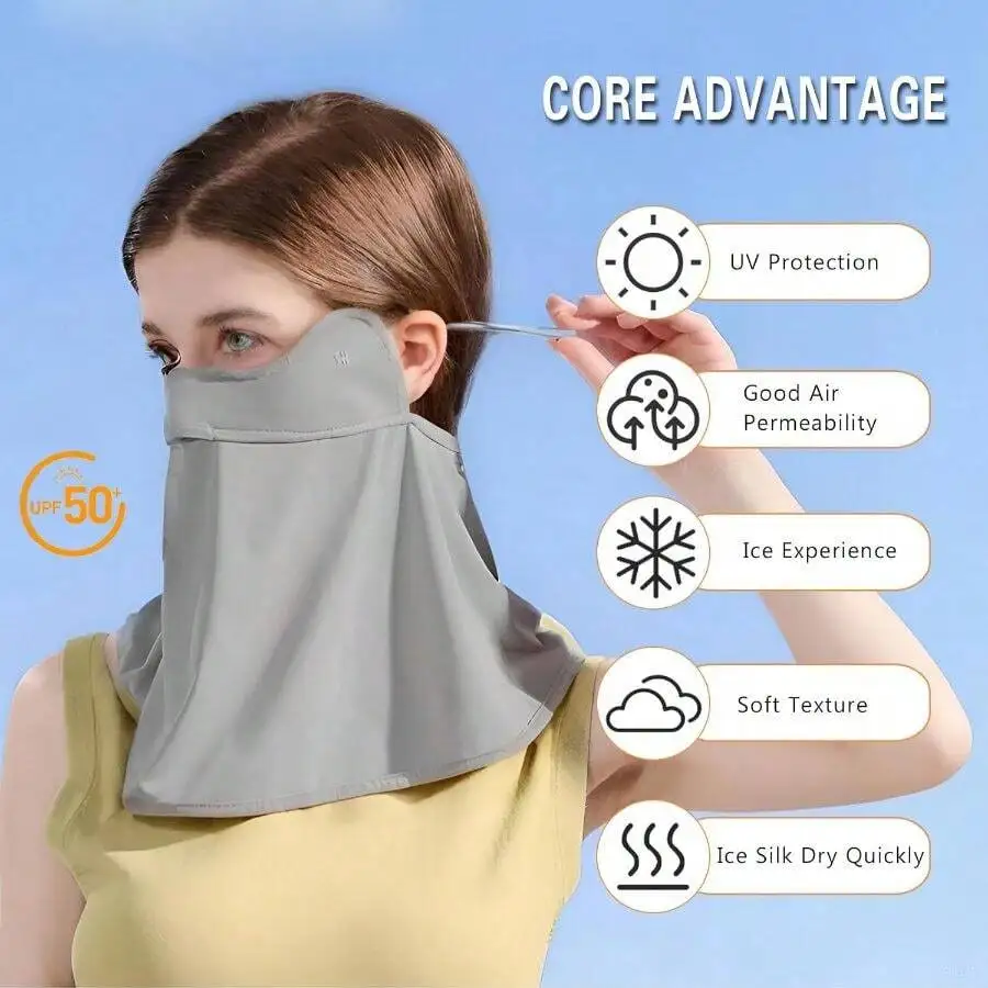 

UPF 50+ Cooling Face Neck Gaiter Breathable Sun Protection Cover For Women And Men