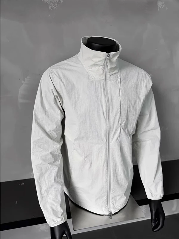

Ice Silk Cool Qui Dry Stand Collar Men's Summer Thin UV Protection Sport Jaet Lightweight Breathable Polyester Fiber