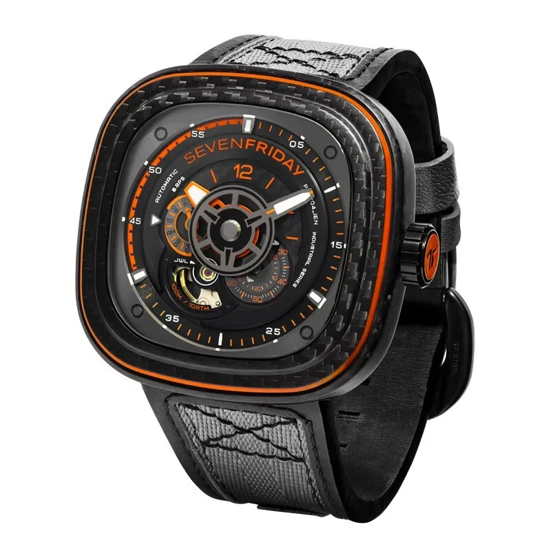 SEVENFRIDAY watch men\'s carbon fiber automatic mechanical watch P series waterproof men\'s and women\'s watch P3C/09 luxury brand