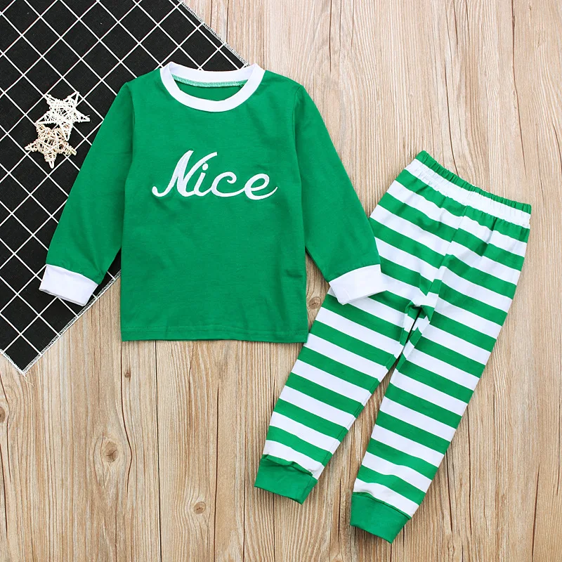 Herbst Weihnachten Streifen Pyjamas Kinder Langarm Top Hosen 2 Stück Winter Kinder Nachtwäsche Kleidung Sets