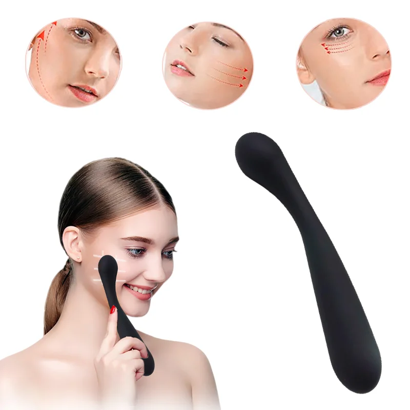 Gezichtsschoonheid Massagestok Zwart Lange ronde kop Massagestok Familiekwaliteit Multifunctionele handmatige stimulator Gemakkelijk mee te nemen