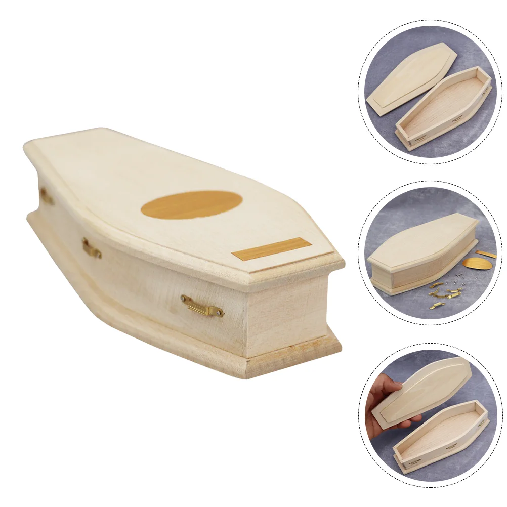 Coffin House Decoration Baby Caskets Miniature Ornament Wood Playhouse Furniture