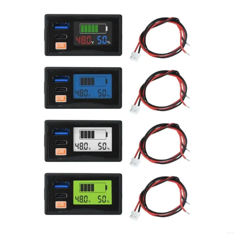 12-24V Battery Meter, Battery Capacity Voltages Indicators, Leads-Acid & Lithiums Charges Discharge Monitors Motorcycle M4YD