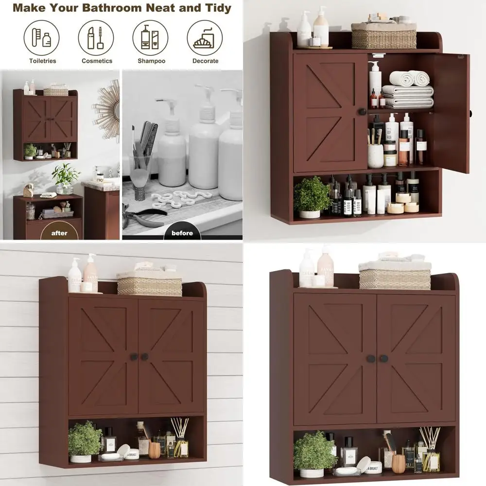

22 Wide x 26 Tall Bathroom Wall Cabinet with Adjustable Shelves and Double Doors, Over Toilet Storage for Bathroom, Kitchen, Liv
