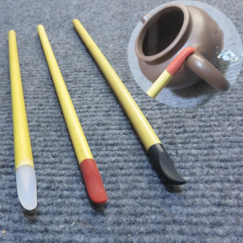 Pottery Tool Curved Leather Pen Pot-making Accessories DIY Ceramic Purple Clay Teapot Handle Inner Side Trimming/ Polishing Tool