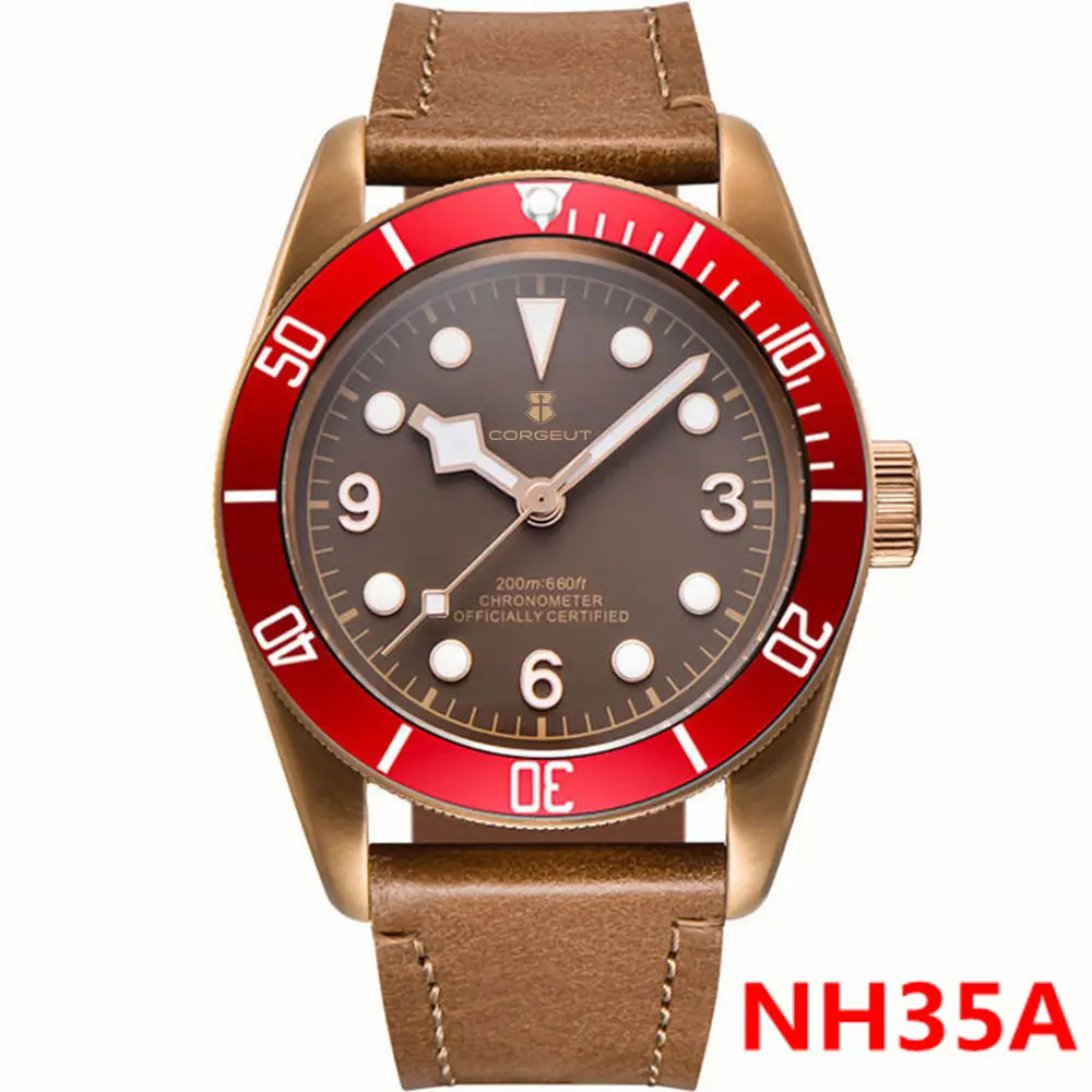 Luxury Corgeut Men Watch 41MM PVD Coffee Case 10BARS Luminous Men Clock NH35/Miyota Automatic Wristwatches Sapphire Glass Reloj