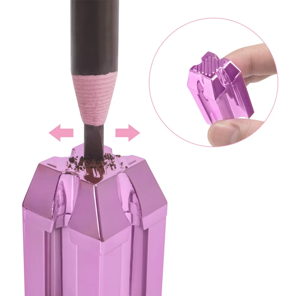 Wenkbrauw Puntenslijper met 10 stuks Rvs Scheermesje Wenkbrauwpotlood Slijpen Gereedschap Make-Up Accessoires PMU Levert