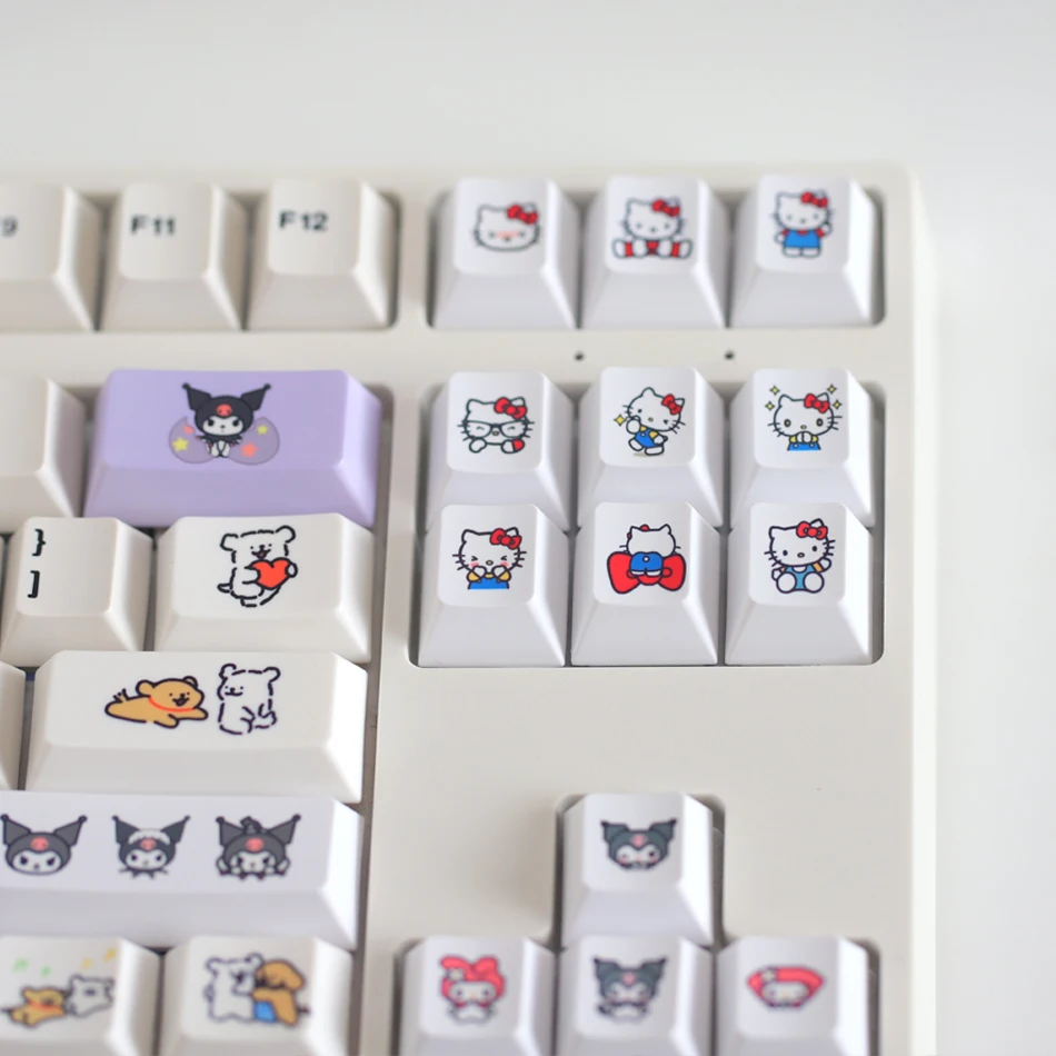 Hello Kitty Cute Cartoon Keycap Esc Spacebar Delete Key 1set Personalized Cherry Cross Shaft Key Cap for DIY Mechanical Keyboard