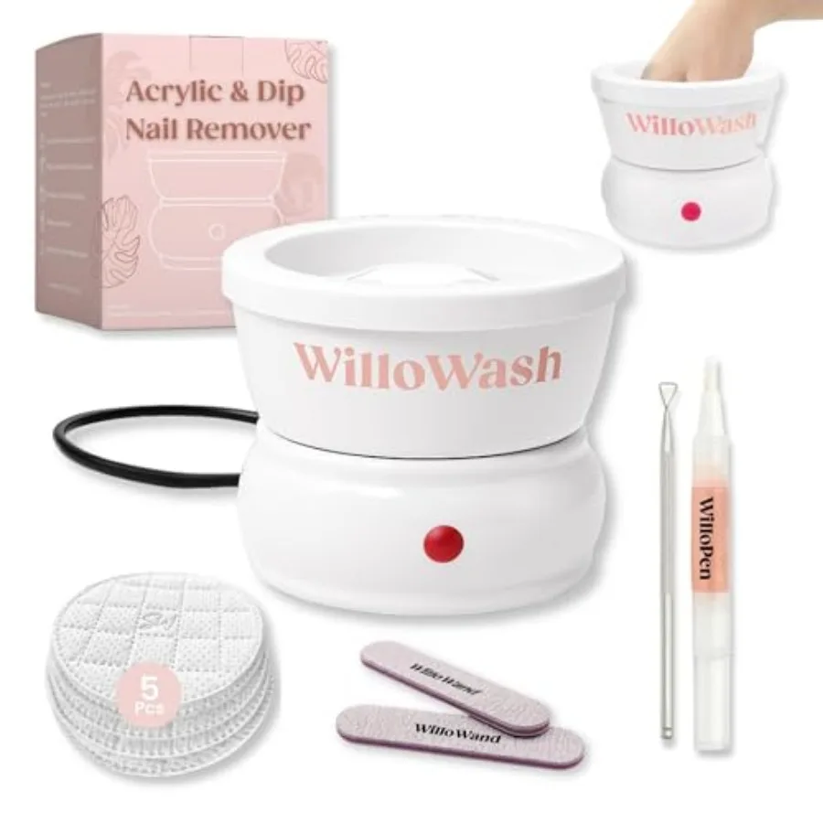 

Willowash Electric Acetone Nail Remover Bowl Acrylic and Dip Powder Soak Off Kit Heated Nail Soaking Bowl for Fast Nail Removal