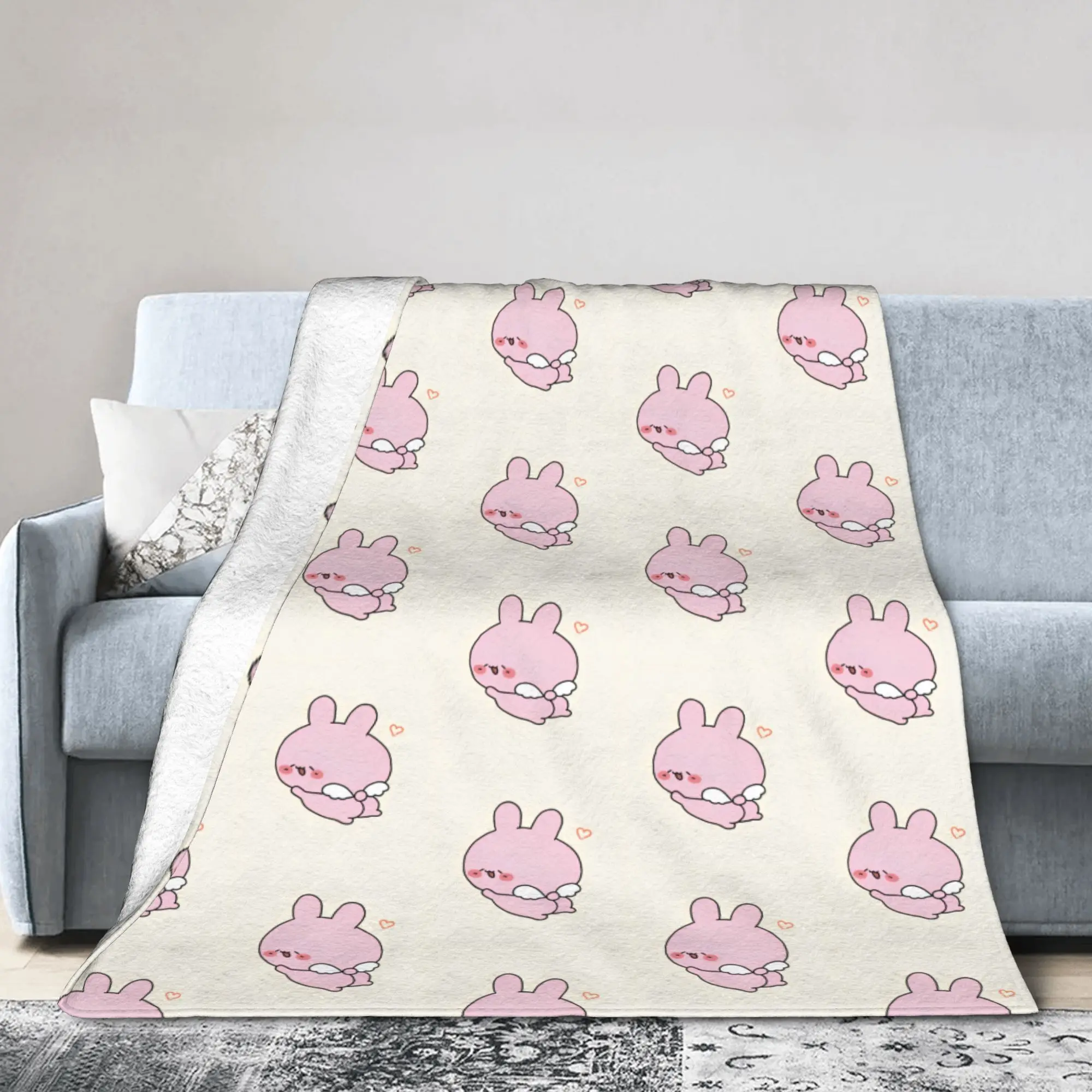 Asamimichaan Cute Asamimi Angel Blankets Fleece All Season  Multi-function Super Soft Throw Blankets for Sofa Outdoor Rug Piece
