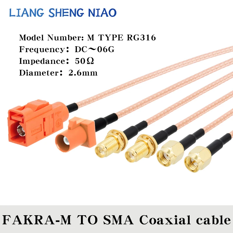 

Коаксиальный Кабельный коннектор RG316 FAKRA M TYPE-SMA «папа» «Мама», радиочастотный обжим для кабеля GPS, антенны 6G FAKRA типа M