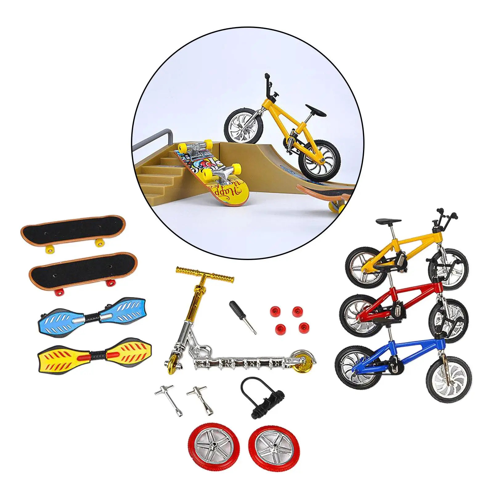 8 Pieces Sport Finger Skateboard Swing Boards Scooter with