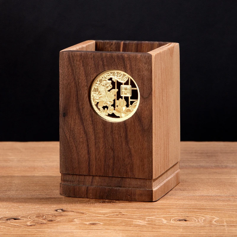 Chinese Calligraphy Pen Holder High-grade Office Desktop Storage Pen Holder Creative Chinese-style Wooden Ornaments Art Supplies