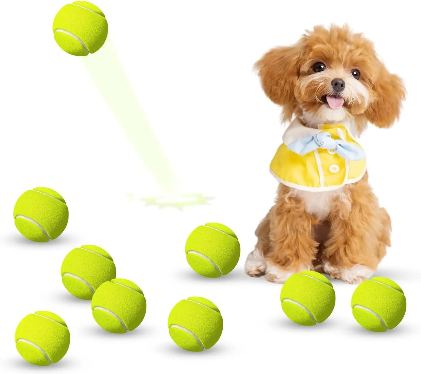 

9 Pack Mini Tennis Balls for Small Dogs, Interactive Toys for Fetch Training & Exercise