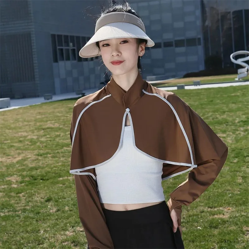 

Sun Protection Shawl Women Thin Style 2026 Summer ice Silk anti UV Cycling Chiffon Cover Shirt Cloak Sun Protection Outer Layer