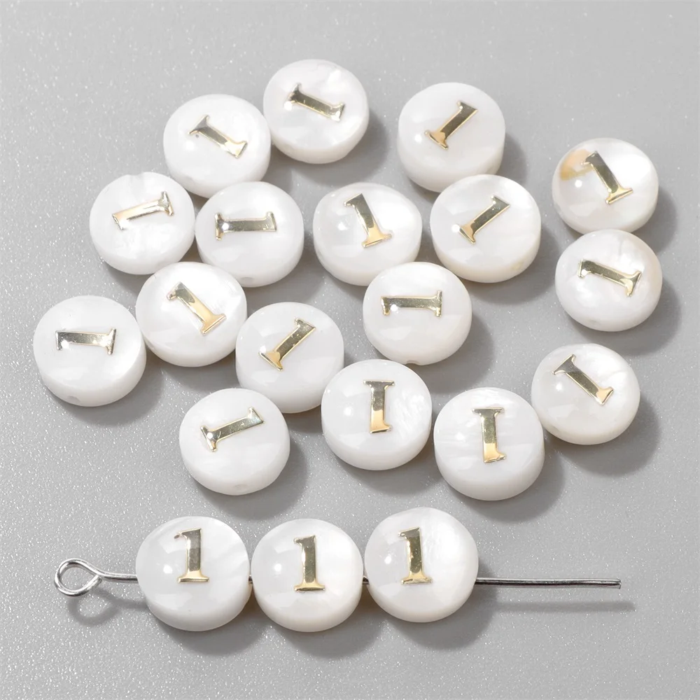 0-9 Number Shell Bead Pendent White Natural Mother Of Pearl Shell Arabic Number Bead Charm Jewelry Accessories For Making DIY