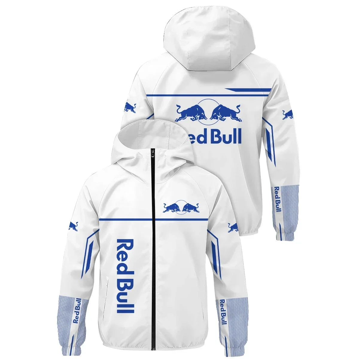 

Red Bull Autumn Men's Hooded Zipper Jacket Retro Neutral Coat Jacket Outdoor Sports Racing Suit Leisure Windproof Jacket