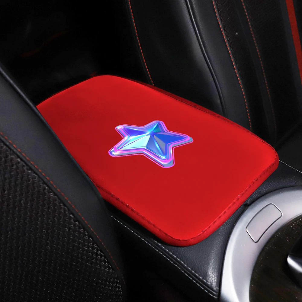 3D Laser Stars Colored Leather Laser Printed Car Armrest Seat Box Protective Cover Suitable For Most Cars