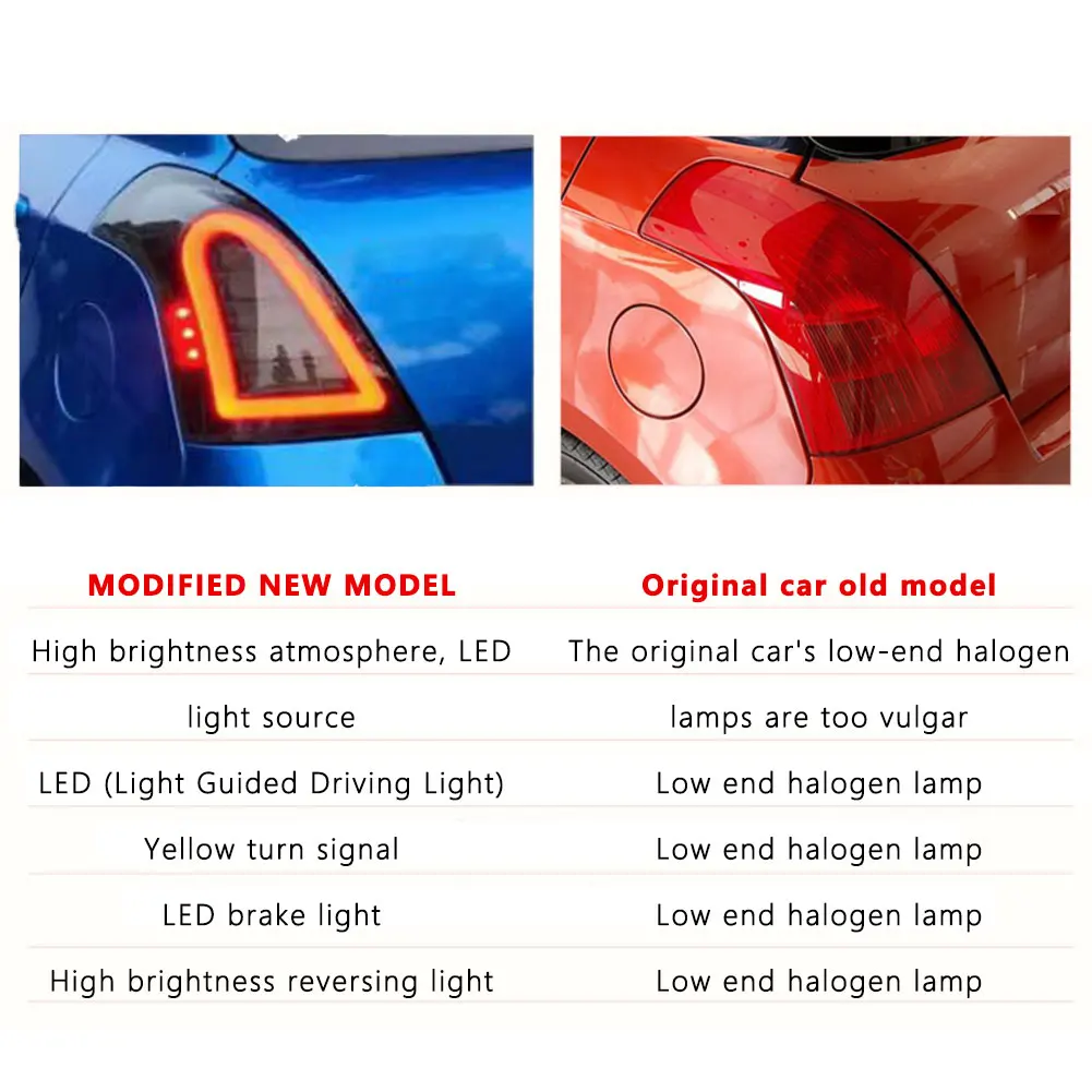 For Suzuki Swift 2004-2016 Tail Light Assembly Modification LED Flowing Turn Signals Rear Taillights