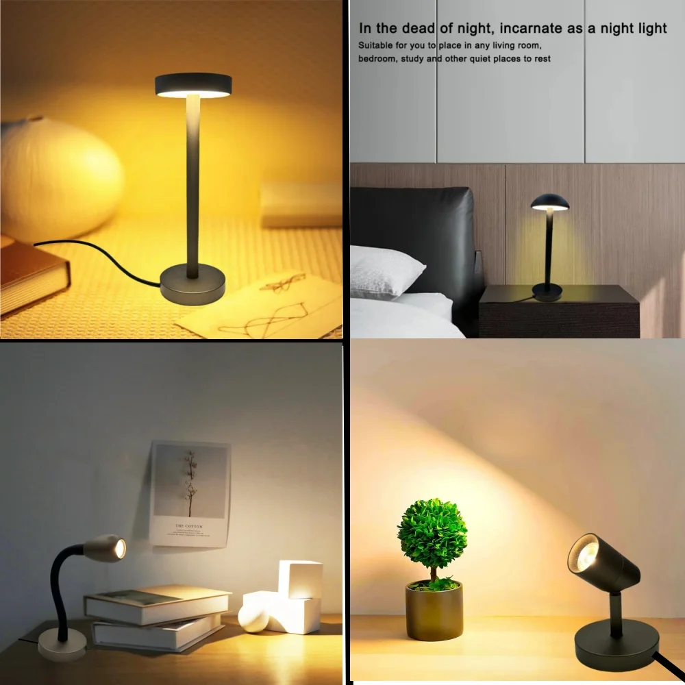 USB Mini Table Lamp Trichromatic Dimming Living Room Atmosphere Home Lamps Eye Protection Night Light Girl Bedroom Bedside Decor