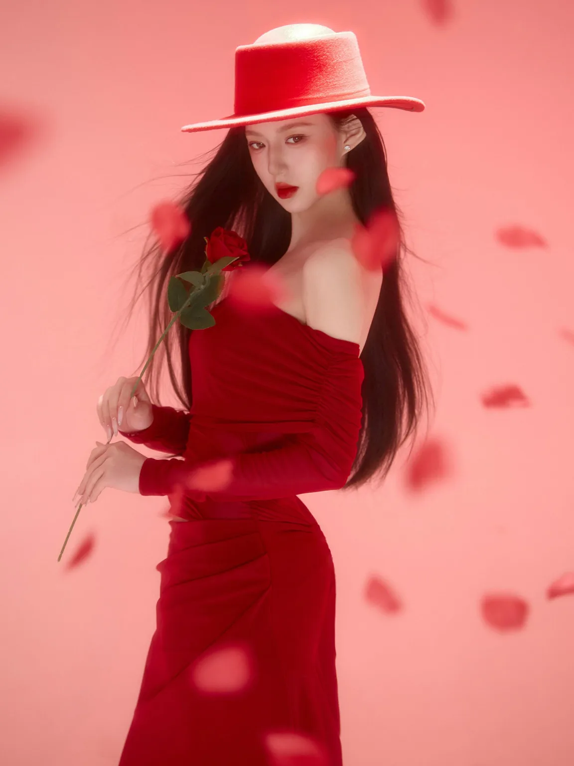 

Ele Red Portrait Photoaphy Studio New Sle Retro Feel Artistic Clothing for Ladies Faionable Stage Performance Costume