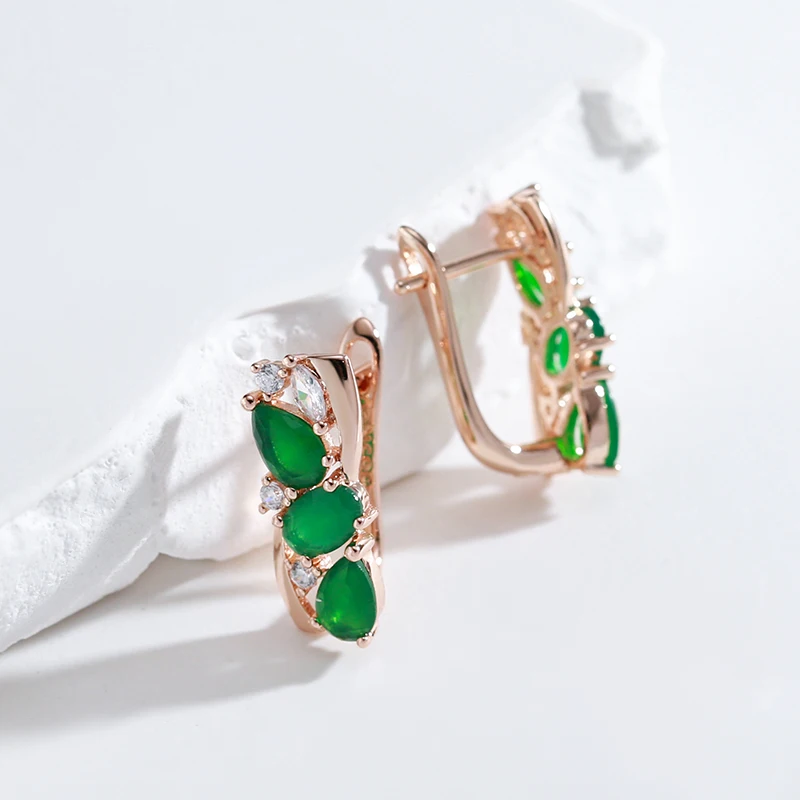 JULYDREAM Hollow Gold Color Glossy Match Emerald Green Zircon Drop Earrings Women Wedding Ethnic Jewelry Vintage Accessories