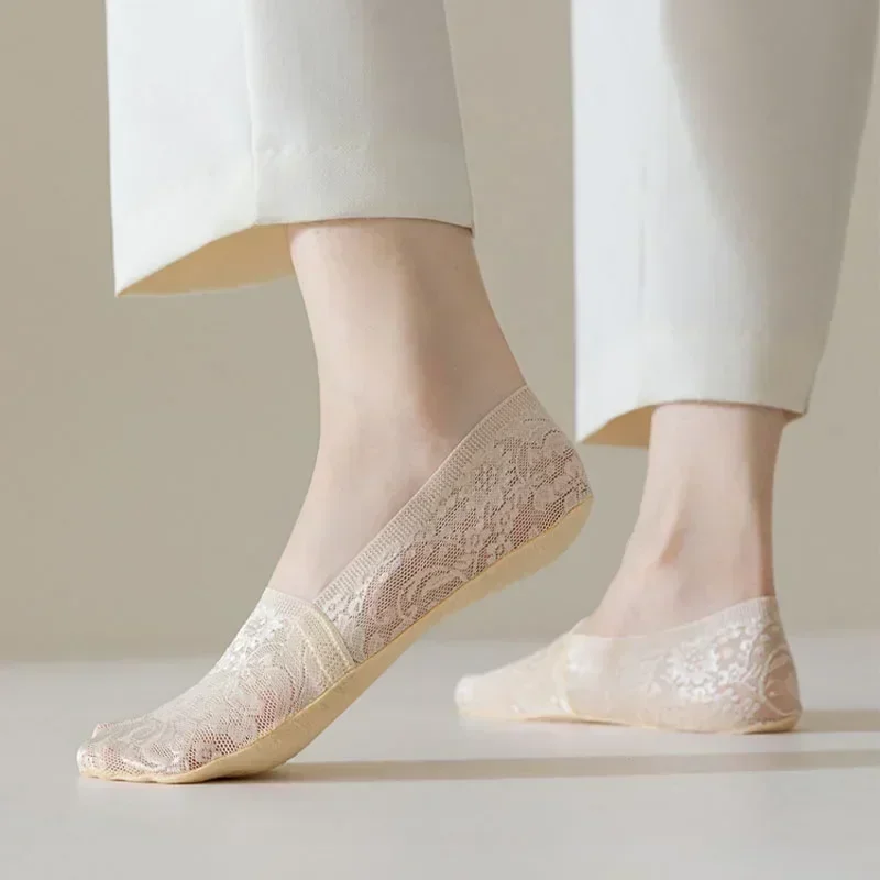 5 Pairs/Lot Socks Women Boat Socks Summer Breathable Silicone Non-slip Thin Invisible Ankle Sock Fashion Transparent Short Sox image 4
