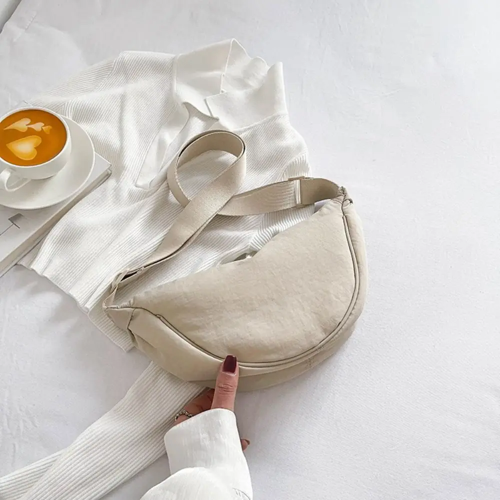 Trendy Nylon Hobos Crossbody Bag Underarm Bag Handbag Half-moon Bag Korean Style Large Capacity Single Shoulder Bags Unisex