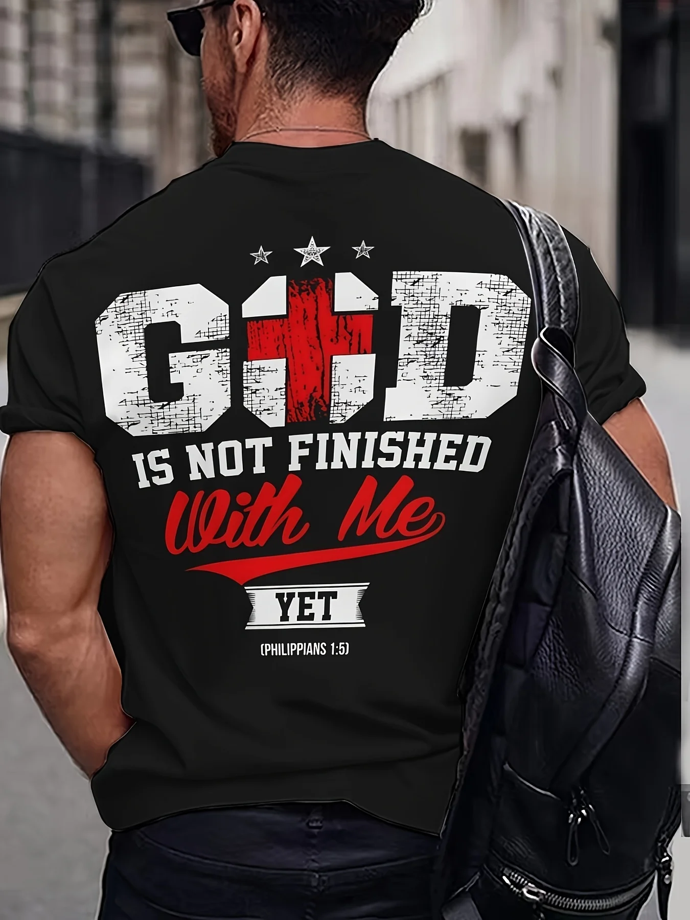 God Inspired Message T-Shirt, 3D Print, Comfortable Fabric, Fashionable Plus Size, Casual Crew Neck with Slight Elasticity, 