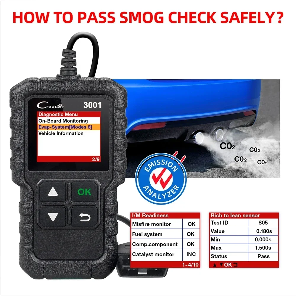 LAUNCH x431 CR3001 OBD2 Scanner Check Engine Car Full OBDII Code Reader Diagnostic Tool Multi-Language Free Update Online pk ELM