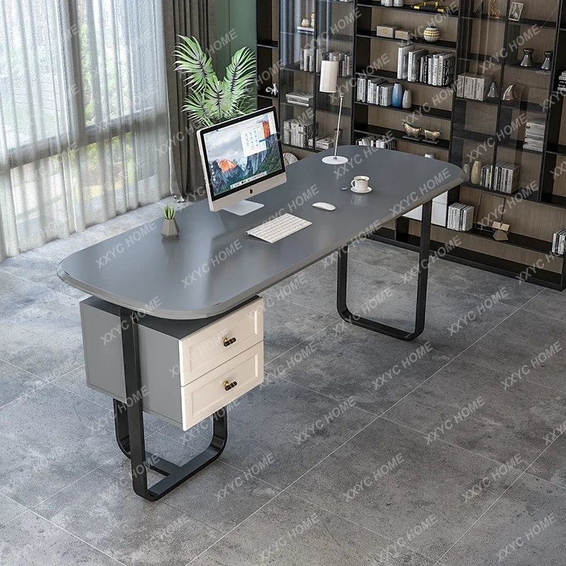 Modern Single Office Desk para Boss, Escrita Mesa, Mesa Em Casa, Móveis De Luxo, Escrita Italiana, QF50OD