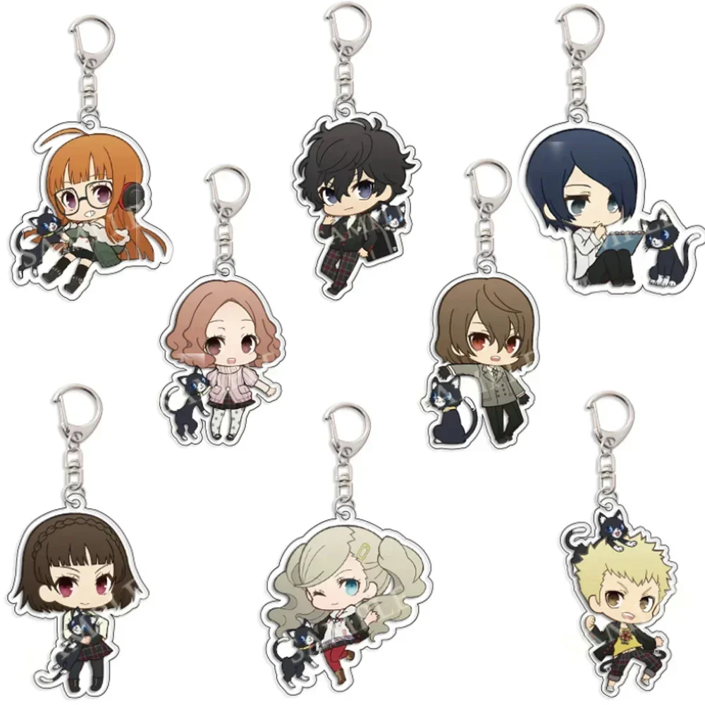 Game goddess 5 Arcylic Keychain Ren Amamiya Ryuji Sakamoto Anne Takamaki Cartoon Figures Acrylic Pendent Key Chain For Fans Gift