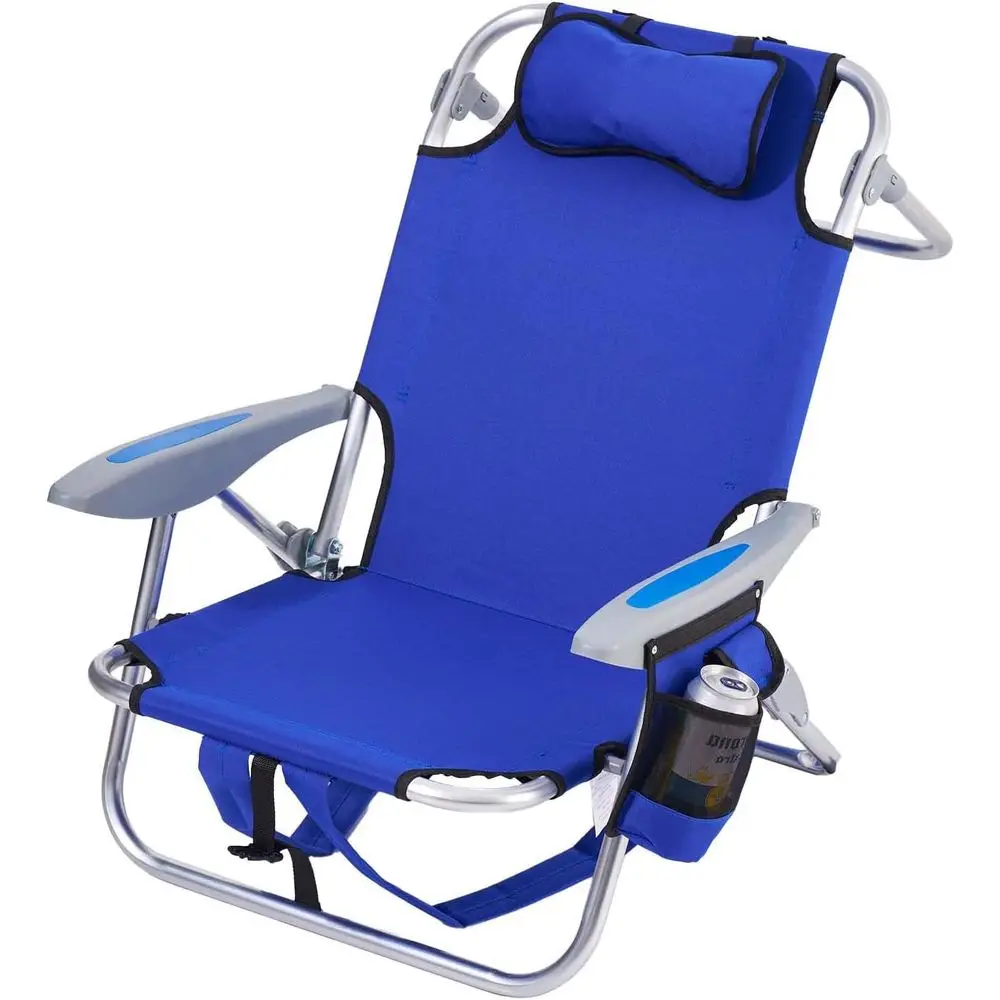 Lightweight Portable Camping Beach Chair for Adults, Outdoor Lay Lating Beach Chairs with 5 Positions, Backpack Beach Chair with