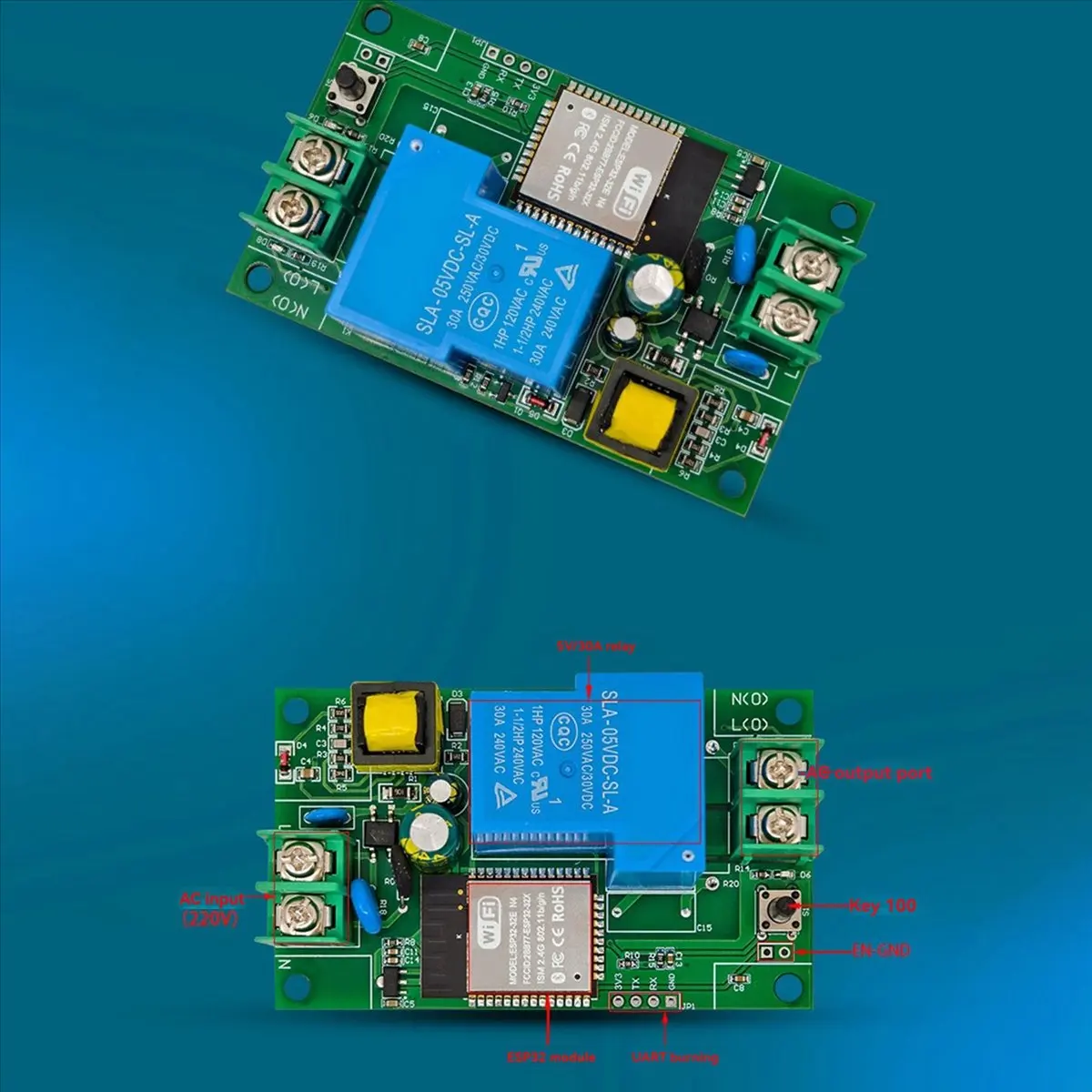 ABGN  Single Channel Relay Module AC220V Power Supply 30A WIFI Bluetooth Relay Module Development Board