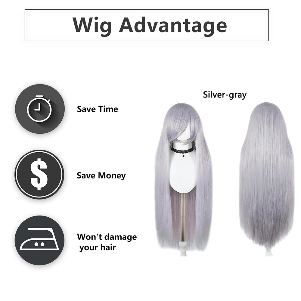 شعر مستعار صناعي مستقيم 80 سم عالي الجودة بكثافة 180%، شعر مستعار نسائي عالمي يومي للهالوين مقاوم للحرارة