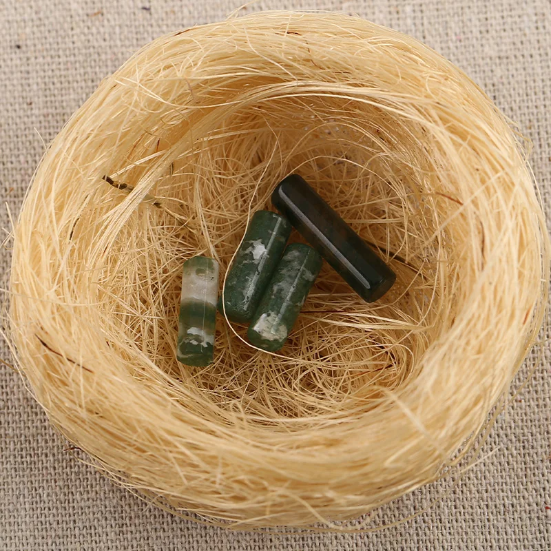B&F Cylinder Moss Agate Pendant Beads, Handmade Natural stones beads, Polished Stones for jewelry Making Supplies