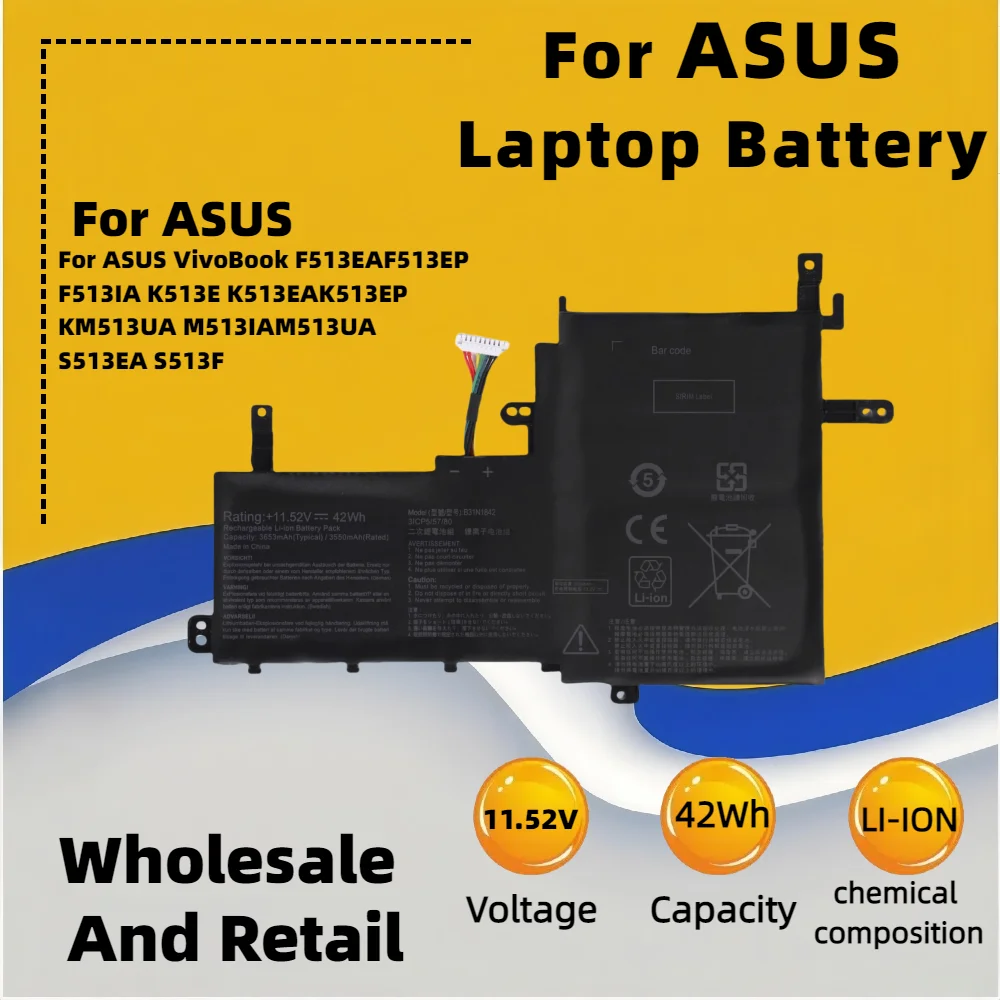 FRLESUI Battery B31N1842 For ASUS VivoBook 15 F513EA K513E KM513UA M513IA S513EA S531F S533UA X513EA X531FA X531F Laptop Battery