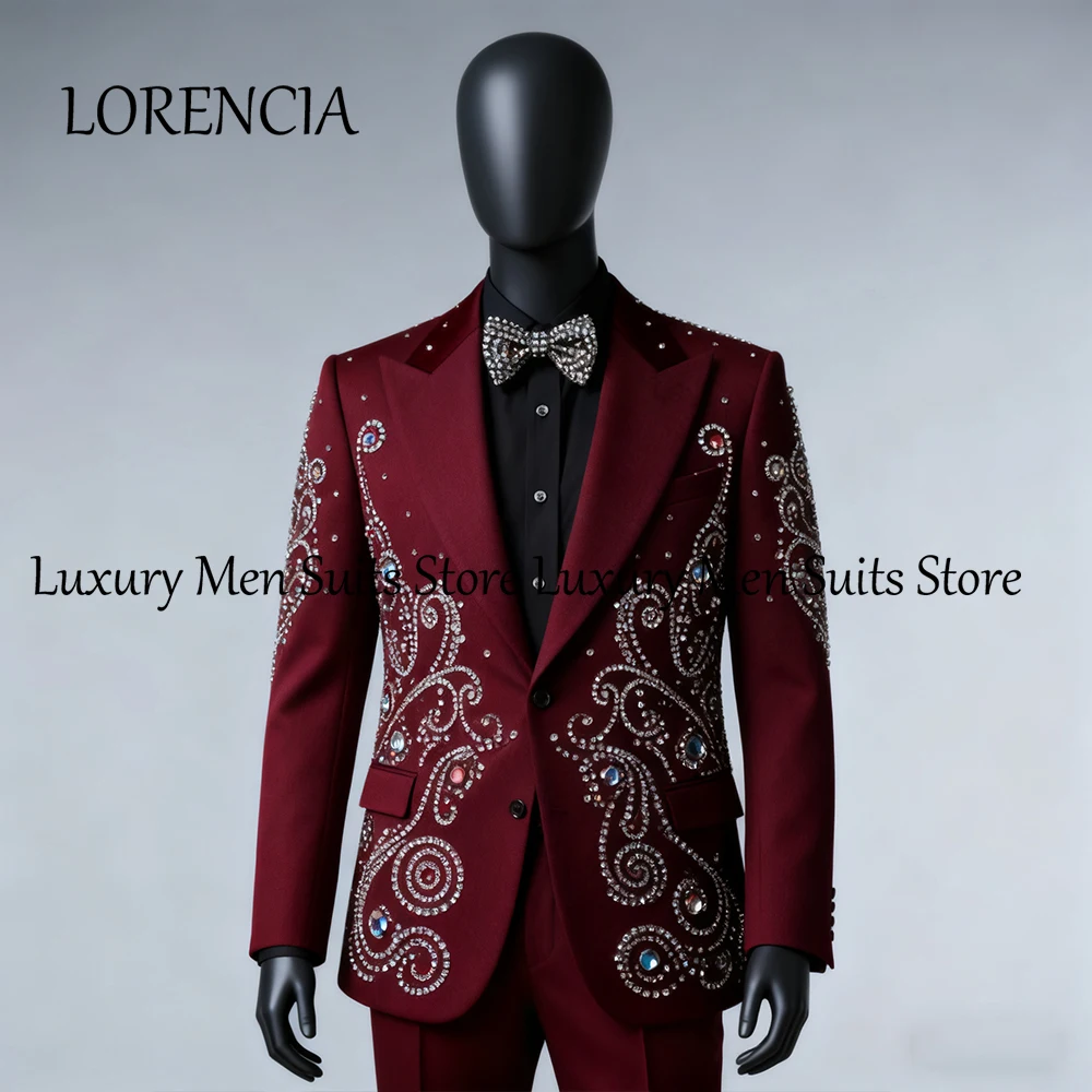 

Элегантные мужские костюмы со стразами, комплект из 2 предметов, ювелирные изделия, пиковая этикетка, свадебный комплект смокингов для жениха, 2025 г., блейзер на заказ, брюки, ropa hombre
