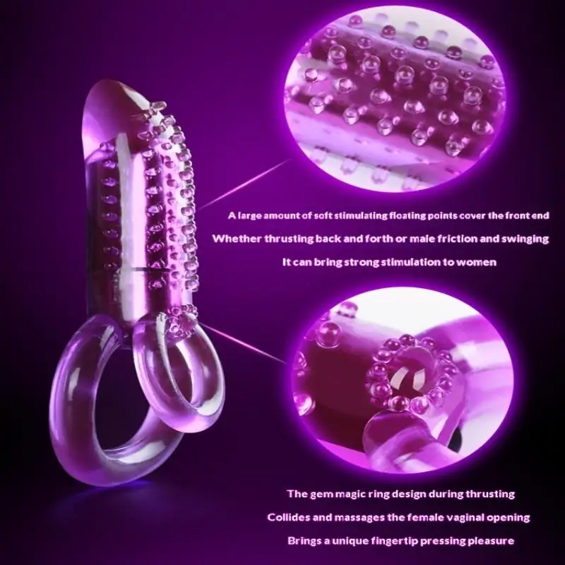New Vibrating Cock Ring With Tongue Clitoral Stimulator Raised Nodules Anal Beads Couple Play Adult Sex Toys Penis Ring Wearable view 3