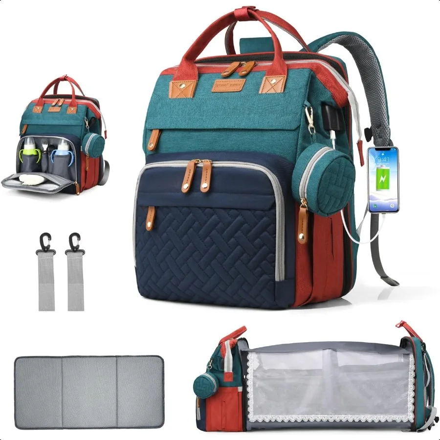 

Сумка для подгузников, рюкзак, многофункциональная водонепроницаемая сумка для подгузников для ребенка со станцией для пеленания подгузников, необходимые для новорожденных P