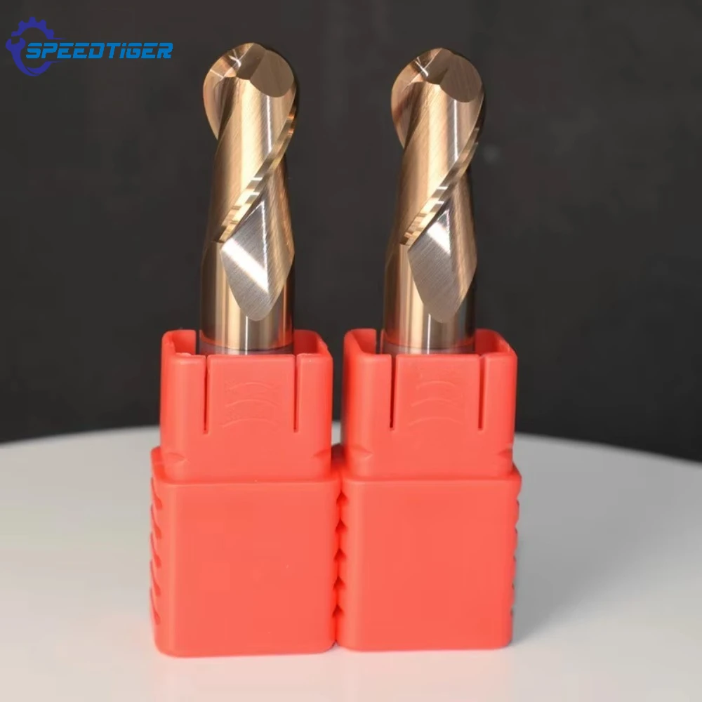 SPEEDTIGER Ball-Nose End Mill Solid Carbide Tungsten Coated HRC55/HRC65/HRC70 CNC for Steel R0.5 R1 R2 R3 R4 R5 R6 R7 R8 R9 R10