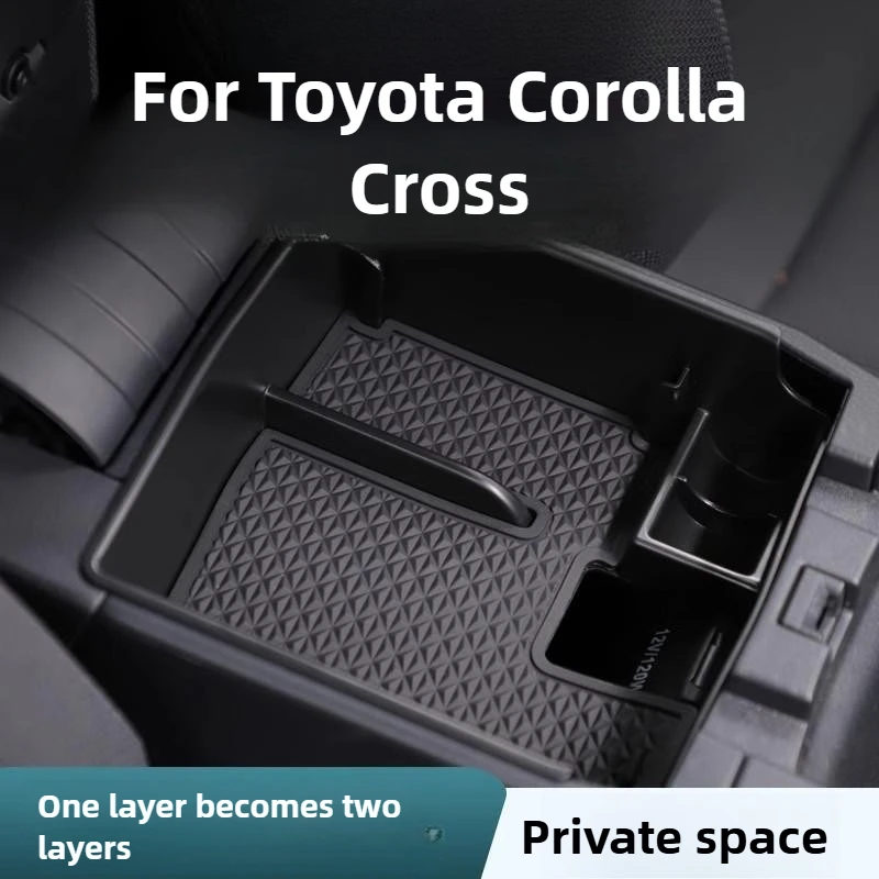 

Center Console Armrest Storage Box For Toyota Corolla Cross Accessories 2024 Eco-ABS Divided Grid Shock-Absorbing Anti-Rattle