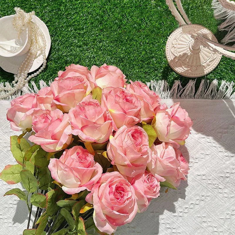 12-50PCS Artificial Rose Flower Silk White Rose Realistic Fake Roses with Long Stems for Party Home Wedding Valentine Birthday